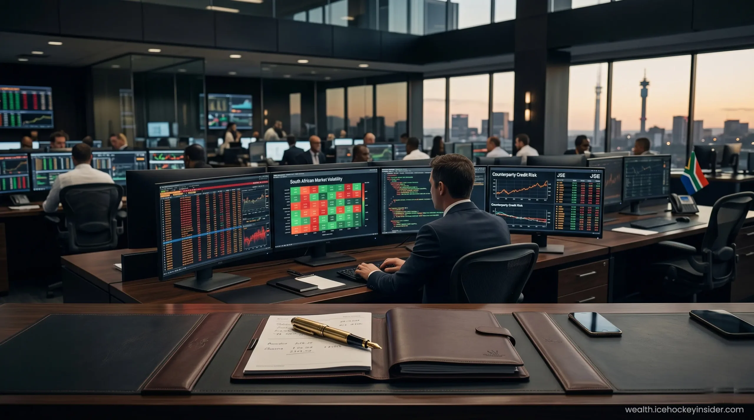 A high-end trading dashboard displaying institutional risk management and hedging data.